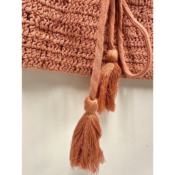 FREE PEOPLE Megan Crochet Romantic Puff Sleeve Cutouts Top in Coral Sand Sz M - Picture 9 of 16